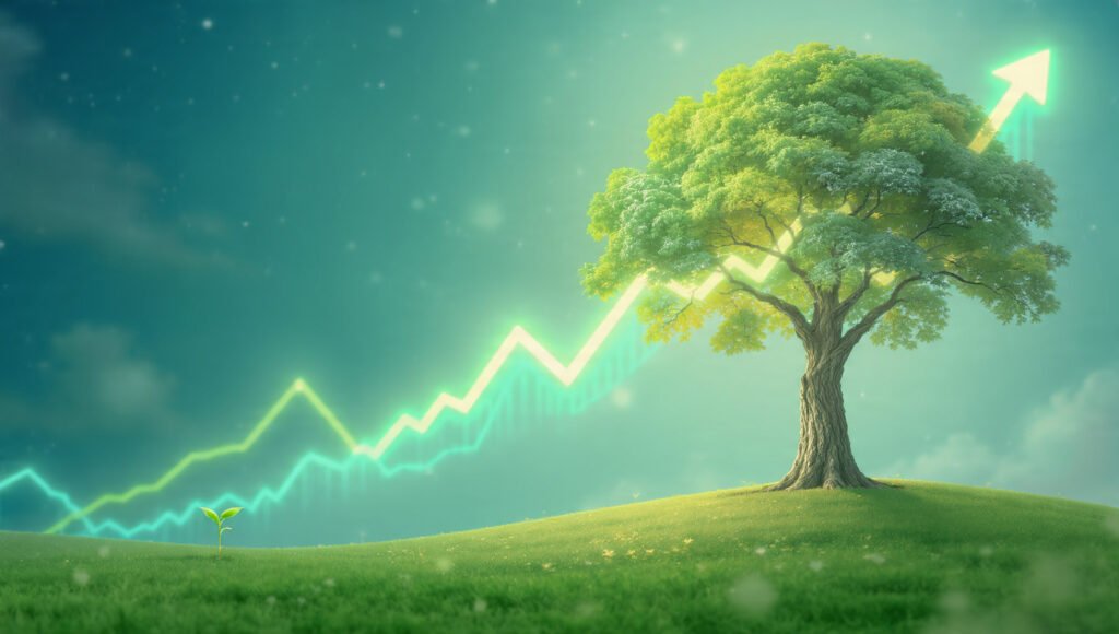 compound growth visualization seedling to tree investing concept Start Investing in the US