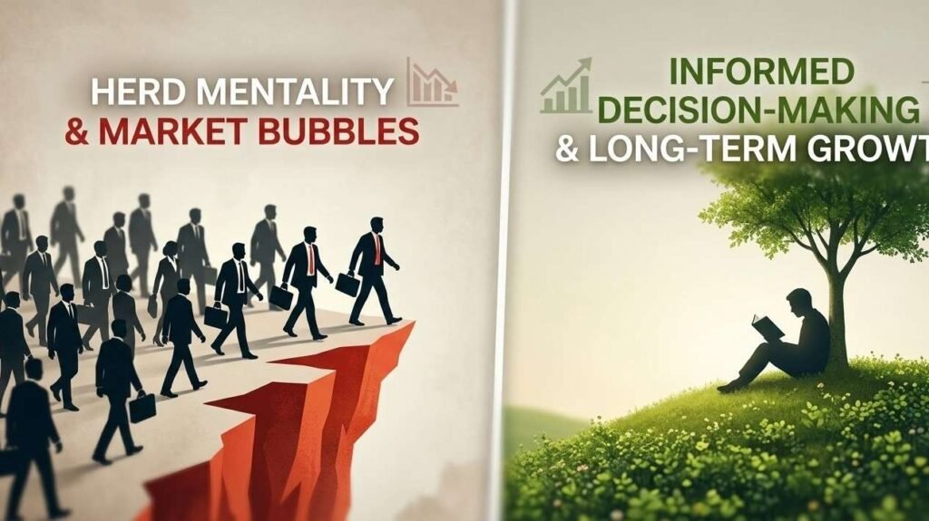 investor psychology during stock market crash showing panic versus patience