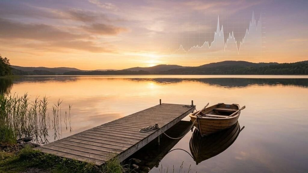 staying calm during stock market volatility metaphor with calm lake