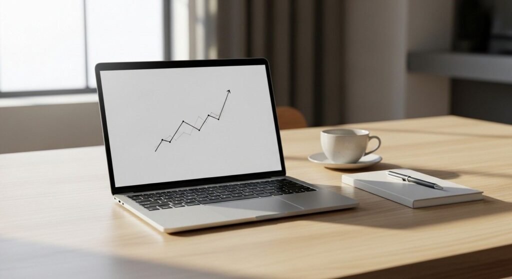 person reviewing passive income ideas on laptop in home office setting