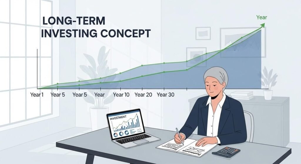 Beginner investor analyzing stock market growth charts on a computer screen.