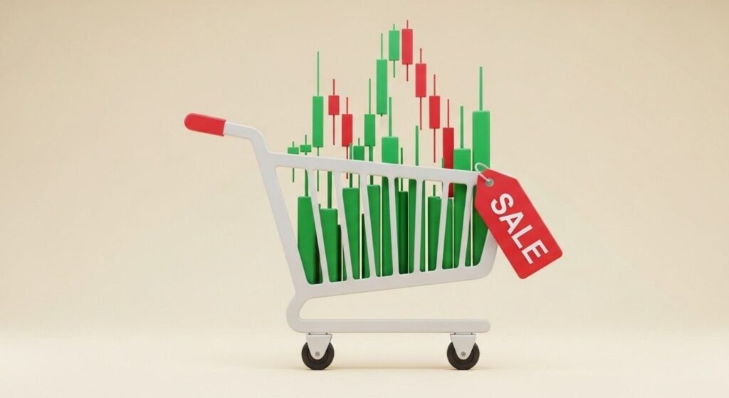 dollar cost averaging buying stocks during market crash sale concept