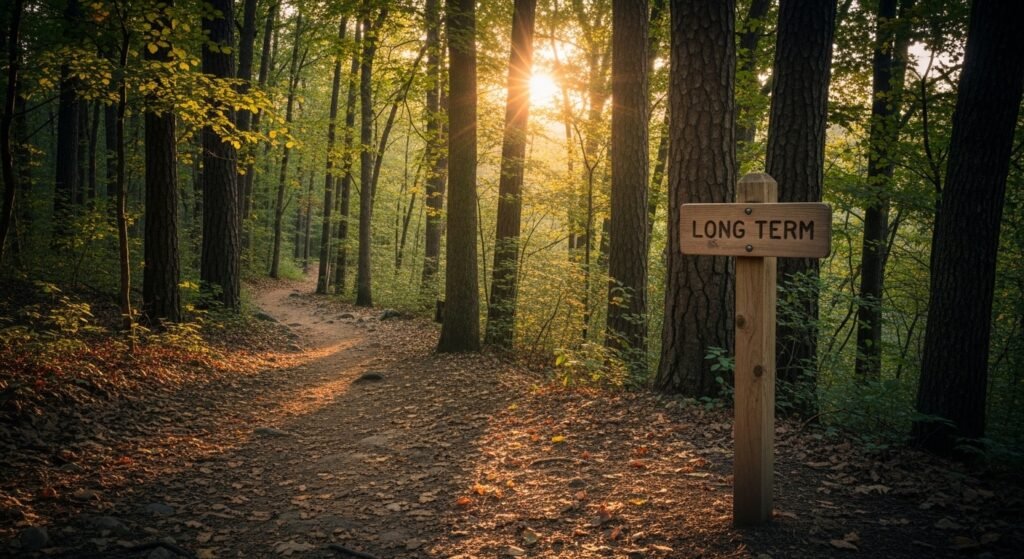 long-term investing journey concept represented by a hiking trail in an American national park