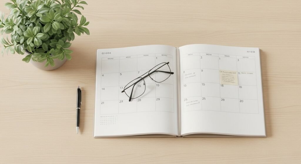 open planner and calendar on desk representing financial planning and investment timeline