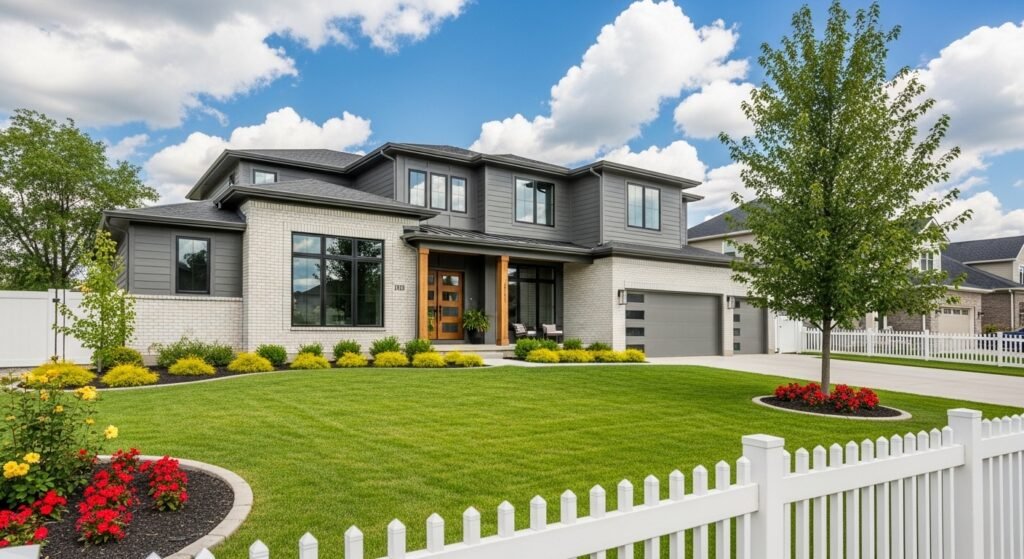 modern American suburban home representing long-term financial goal and wealth building