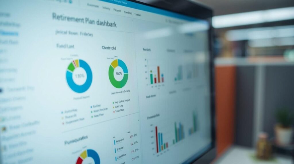 Computer screen showing 401(k) retirement plan fund options