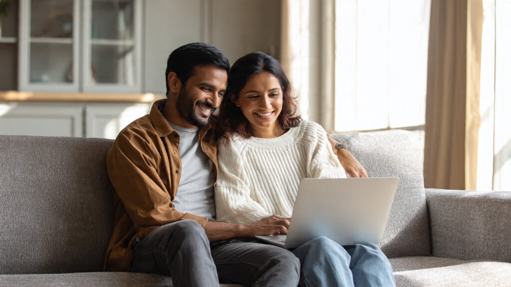 man looking worried while checking investment app on phone showing losses