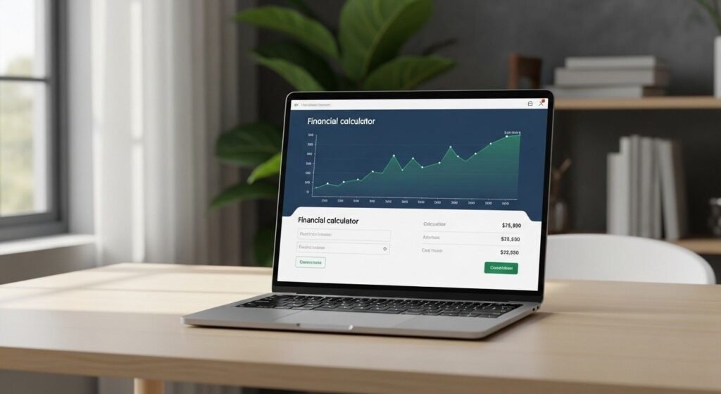 Dave Ramsey investment calculator dashboard showing growth projection chart on laptop screen