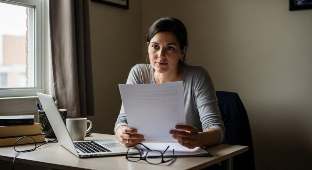 Other Driver Was Cited Meaning (What It Easy Means) woman reviewing auto insurance claim paperwork at home desk
other driver was cited meaning