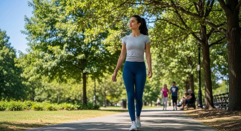 Next Stock Market Crash Prediction (Beginners Get Wrong) woman staying calm while thinking about next stock market crash prediction during walk