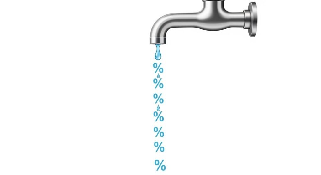 Illustration of fees dripping away from investment returns like a leaky faucet