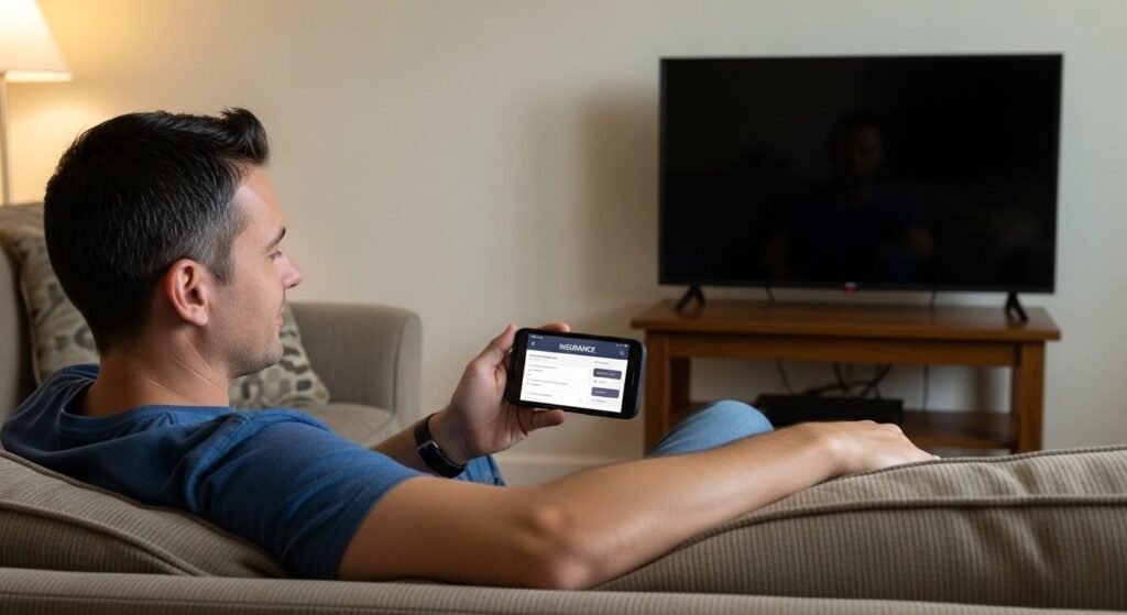 Other Driver Was Cited Meaning (What It Easy Means) man reviewing auto insurance policy details on smartphone after car accident