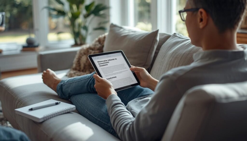 Beginner investor learning about brokerage platforms at home