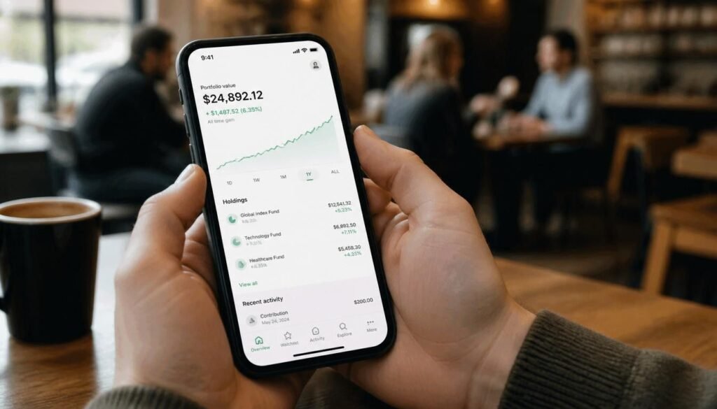 Investing on mobile phone with beginner friendly brokerage app